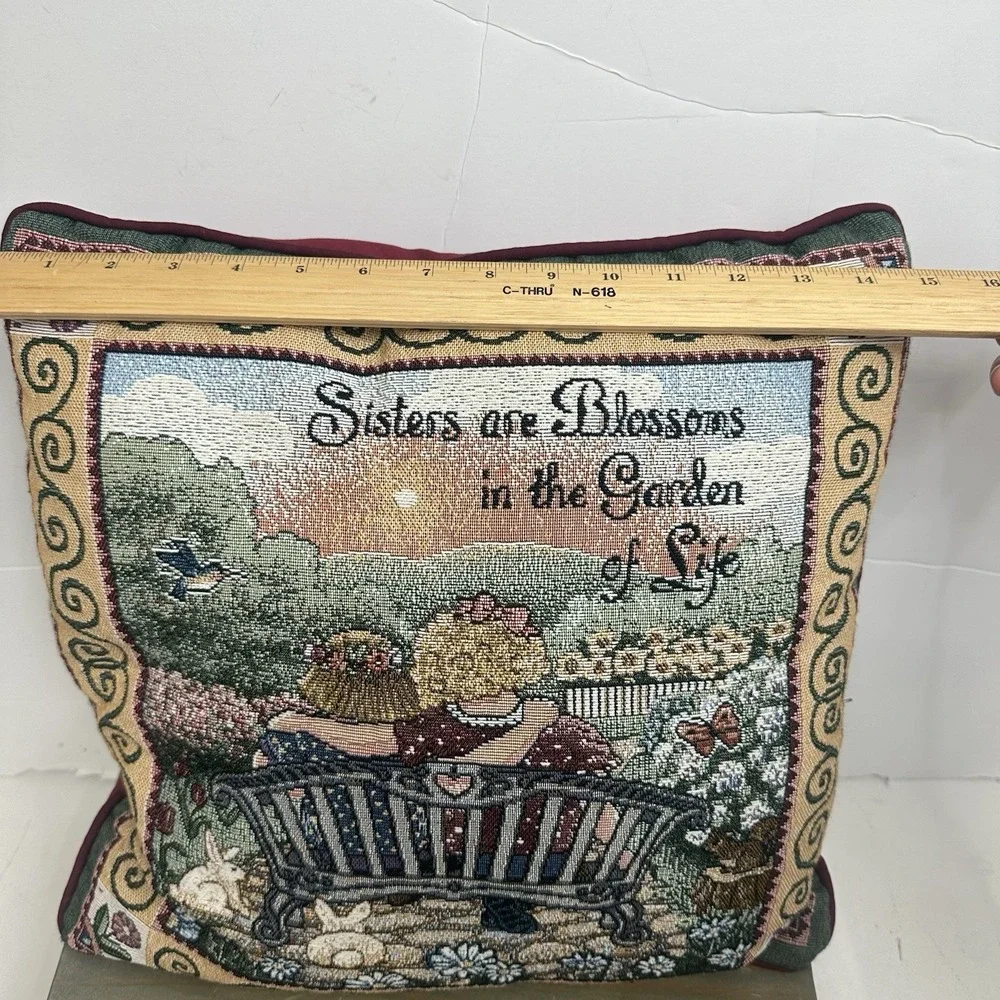Throw Pillow American Weavers Tapestry Garden Sisters Love Gift 15